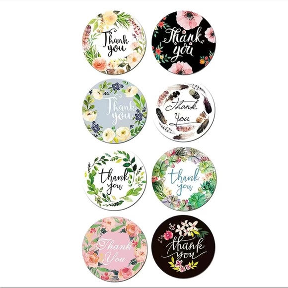 New 1 Roll 500pcs with 8 different Floral Designs Of Thank You Label Stickers - Picture 3 of 3